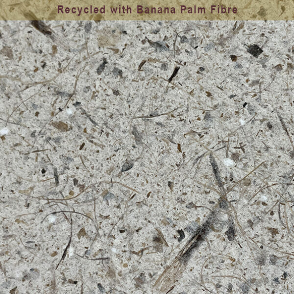 Closeup on recycled with banana palm fibre from batch 285.