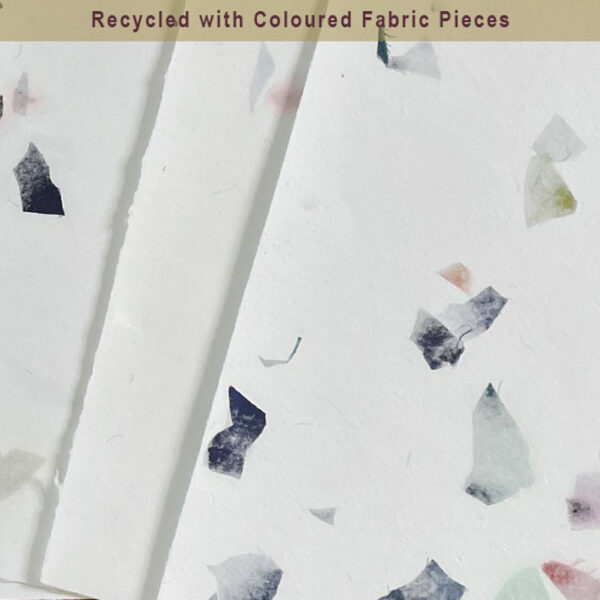 Recycled Paper with Coloured Fabric Pieces
